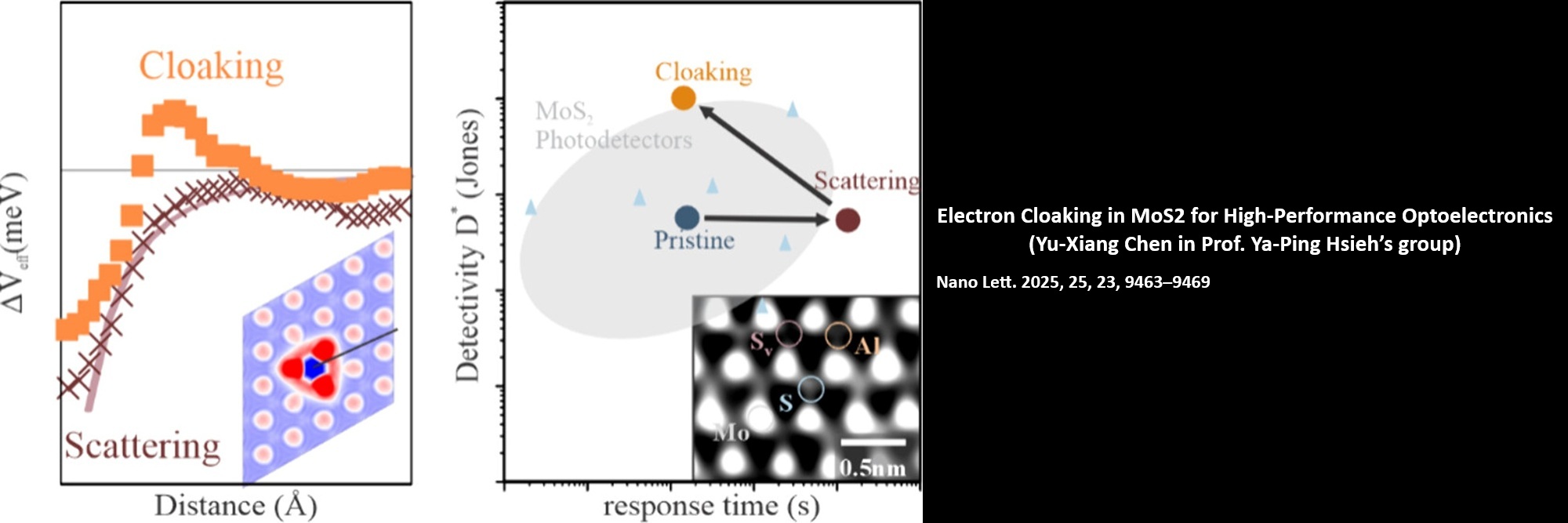 Electron Cloaking in MoS2 for High-Performance Optoelectronics (Yu-Xiang Chen in Prof. Ya-Ping Hsieh’s group)